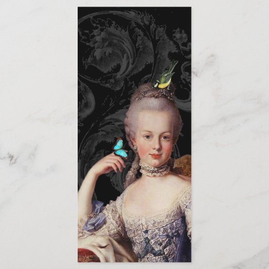 Elegant Marie Antoinette over zwart Frans geïnspir Menu (Achterkant)