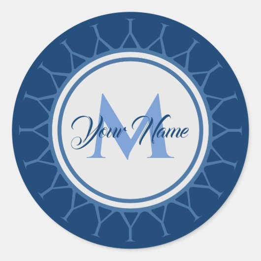 Elegant marien monogram intens! ronde sticker (Voorkant)