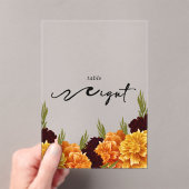 Elegant   "MARIGOLD" Floral  Acrylic Table Number Acryl Uitnodigingen (Insitu (Draagbaar))