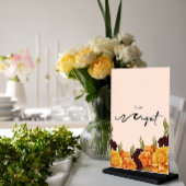 Elegant   "MARIGOLD" Floral  Acrylic Table Number Acryl Uitnodigingen