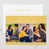 Elegant Marigold Yellow Wedding Photo Collage Save The Date (Voorkant / Achterkant)
