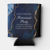 Elegant Marine Blauw Goud Agaat Pensioen Partij Blikjeskoeler (Voorkant)