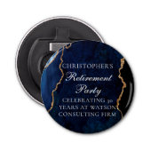 Elegant Marine Blauw Goud Agaat Pensioen Partij Button Flesopener (Voorkant)