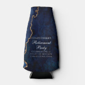 Elegant Marine Blauw Goud Agaat Pensioen Partij Flesjeskoeler (Voorkant)