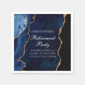 Elegant Marine Blauw Goud Agaat Pensioen Partij Servet (Voorkant)