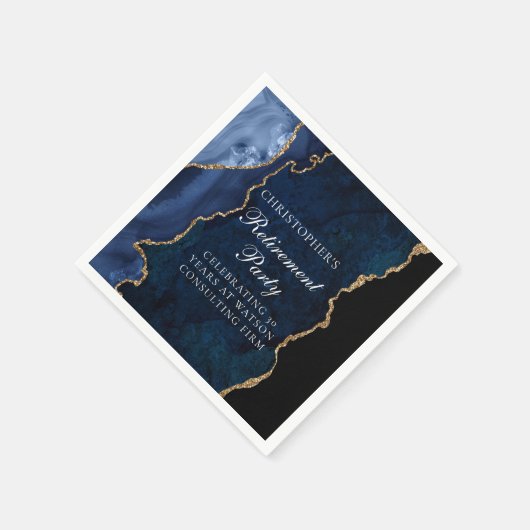 Elegant Marine Blauw Goud Agaat Pensioen Partij Servet (Hoek)