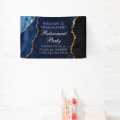 Elegant Marine Blauw Goud Agaat Pensioen Partij Spandoek (Insitu)