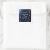 Elegant Marine Blauw Goud Agaat Pensioen Partij Vierkante Sticker (Tas)
