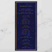 Elegant Marine Blauw & Goud Huwelijksceremonie Pro Programmakaart (Achterkant)