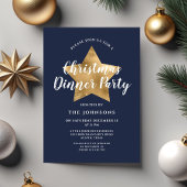 Elegant Marine Blauw Gouden Ster Kerstmis Diner Pa Kaart