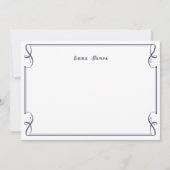 Elegant Marine Blauw Monogram Rand Gepersonaliseer Notitiekaartje (Voorkant)