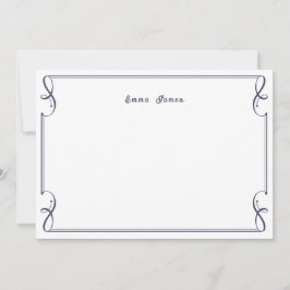 Elegant Marine Blauw Monogram Rand Gepersonaliseer Notitiekaartje