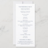 Elegant Marine Blauw Script Modern Huwelijksprogra (Achterkant)