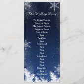 Elegant Marine Blauw Sneeuwvlok Winter Bruiloft Pr Programmakaart (Achterkant)