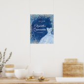 Elegant Marine Blauw Winter Quinceañera Welkomstbo Poster (Keuken)