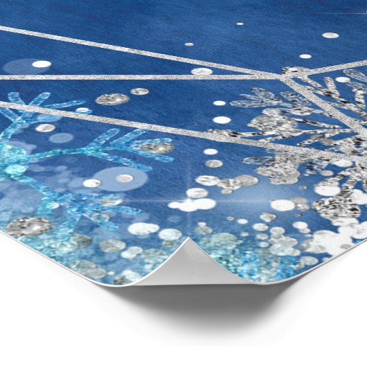 Elegant Marine Blauw Winter Quinceañera Welkomstbo Poster (Hoek)