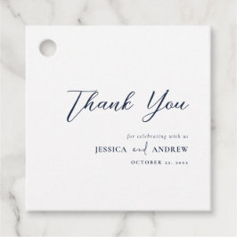 Elegant Marine Blauw & Wit Eenvoudige Bruiloft Bedankjes Labels