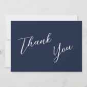 Elegant Marine Blauw & Wit Eenvoudige Bruiloft Bedankkaart (Voorkant)