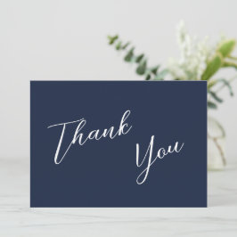 Elegant Marine Blauw & Wit Eenvoudige Bruiloft Bedankkaart