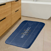 Elegant Marine Blauw Zilver Monogram Gepersonalise Badmat
