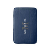 Elegant Marine Blauw Zilver Monogram Gepersonalise Badmat (Voorkant Verticaal)
