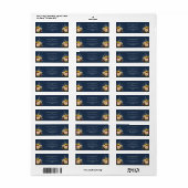 Elegant Marine Blauw Zonnebloem Bruiloft Adres Etiket (Full Sheet)