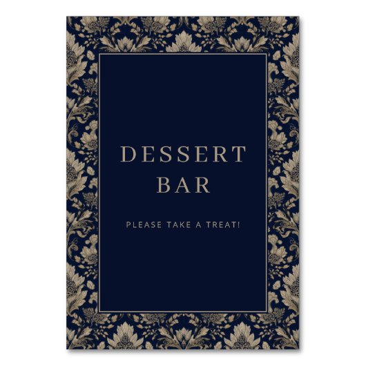 Elegant marine bloem dessert bar bord kaart (Voorkant)