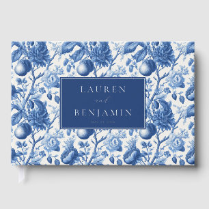 Elegant marine bloemmotief porselein gastenboek