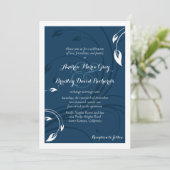 Elegant Marine Blue White Wedding Invitation Kaart (Staand voorkant)