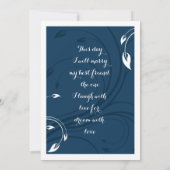 Elegant Marine Blue White Wedding Invitation Kaart (Achterkant)