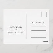 Elegant marine bruiloft bewaar het datumscript gou folie uitnodiging briefkaart (Achterkant)