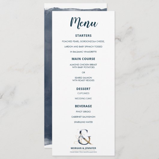 Elegant marine en gouden menu Ampersand (Voorkant / Achterkant)