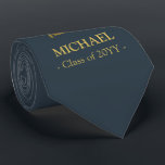 Elegant marine en goudgepersonaliseerd afstuderen  stropdas<br><div class="desc">Elegante marine en gouden gepersonaliseerde afstuderen stropdas.</div>