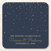 Elegant marine en goudval bruiloft kartonnen onderzetters (Voorkant)