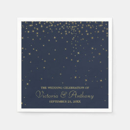 Elegant marine en goudval bruiloft servet