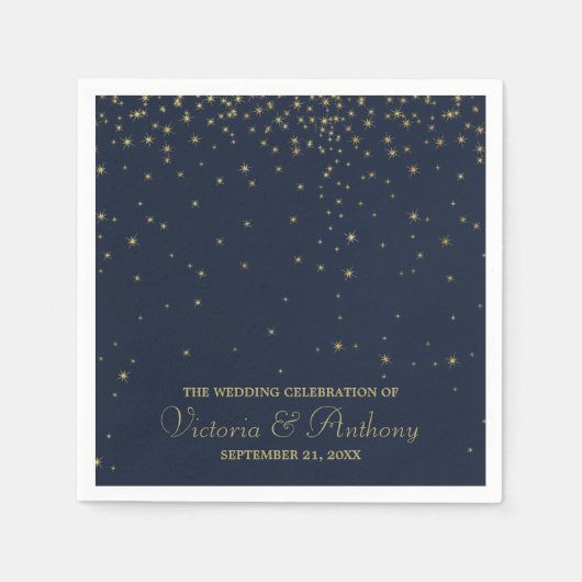 Elegant marine en goudval bruiloft servet (Voorkant)