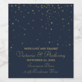 Elegant marine en goudval bruiloft wijn etiket (Enkel label)