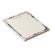 Elegant  marine Floral Persoonlijke naam Notitieblok (Schuin)