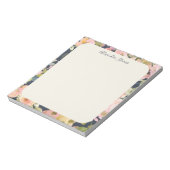 Elegant  marine Floral Persoonlijke naam Notitieblok (Linkerzijde)