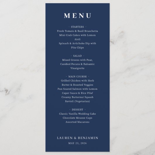 Elegant Marine Formeel Menu (Voorkant)