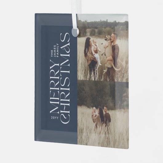 Elegant marine gebladerte modern minimal multi fot glas ornament (Voorkant links)