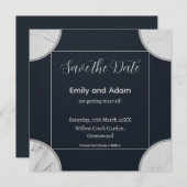 Elegant marine minimalistisch ontwerp met marmeren kaart (Voorkant / Achterkant)