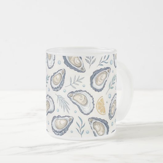 Elegant Marine Oysters Matglas Koffiemok (Voorkant rechts)