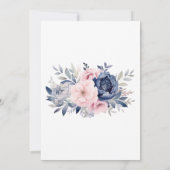 Elegant Marine Roze Bloemen Verlovingsfeest Kaart (Achterkant)