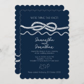 Elegant Marine Sailor Beach Wedding Invitation Kaart (Voorkant / Achterkant)
