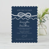 Elegant Marine Sailor Beach Wedding Invitation Kaart (Staand voorkant)