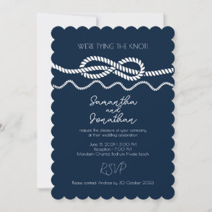 Elegant Marine Sailor Beach Wedding Invitation Kaart