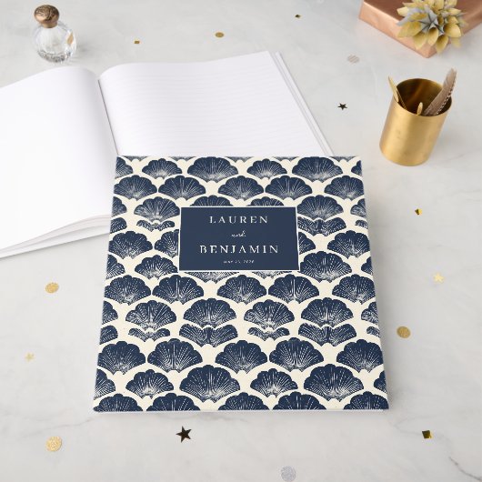 Elegant marine schelp nautisch gastenboek (Voorkant open)