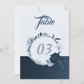Elegant marine & stoffig blauw bloementafelnummer kaart (Achterkant)