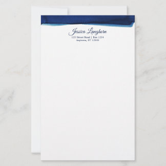 Elegant marine waterverf gepersonaliseerde briefpa briefpapier